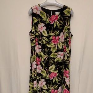 Kasper 2X sleeveless knit dress tropical flowers